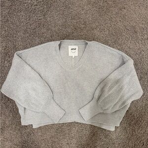 Aerie Light Gray V-Neck Sweater